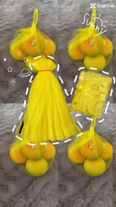 ถุงตาข่ายใส่ผลไม้ สีเหลือง ซีูม 300 ชิ้น ขนาดยาว 36 ซม. พร้อมตัวล็อค (รองรับ 1-2 กิโลกรัม)