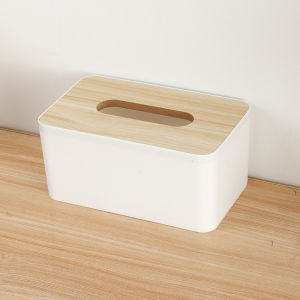 Creative solid wood tissue box with thickened square dust cover for home living room coffee table desktop storage box
