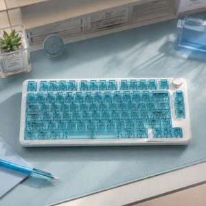 132 Keys Blue Transparent Keycaps Cherry Profile PC KeyCaps Backlit RGB Key cap For Cherry Mx Switches Mechanical Keyboard