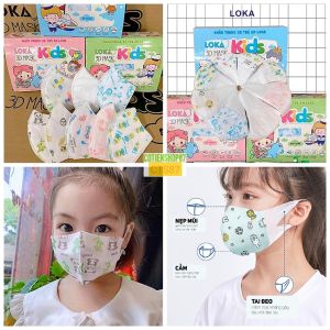 Combo 2 hộp 100 cái khẩu trang 3D Mask Loka trẻ em khẩu trang 3D cho bé công nghệ Nhật Bản 3 lớp kháng khuẩn dây đeo co dãn cotienshop87