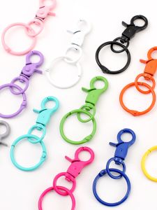 Thickened Colorful Baked Paint Metal Keychain with Card Ring Dog Clip Toy Backpack Doll Pendant Fashionable Jewelry Accessory