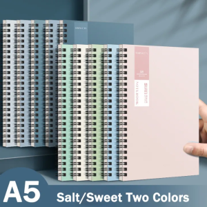 4PCS A5 Spiral Notebook Set Morandi Solid Colors Spring Notebook Aesthetic NoteBook Student Thickened Notepad 60 Sheets Note book 21x14cm