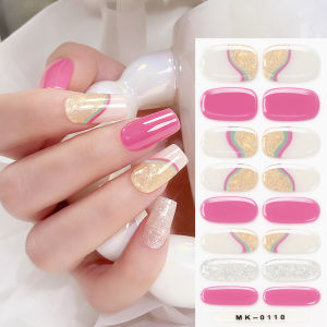 16Tips Lavender Purple Butterfly Nail Gel Stickers Baking-Free Self-Adhesive Nails Wraps Long-Lasting Full Cover Manicure Strips