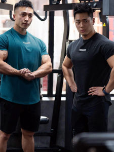 Mens American Style Training T-Shirt Short Sleeve Quick Dry Breathable Fitness Gym Top Summer Sportswear Casual round Neck