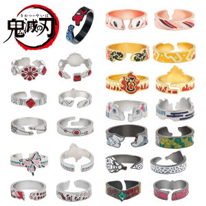 Anime Demon Slayer Kimetsu No Yaiba Ring Tanjirou Mitsuri Tokitou Muichirou Adjustable Finger Rings for Women Men Jewelry