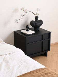 Modern Minimalist Real Wood Bedside Table Eddie Jims Home Use Storage Cabinet Rubber Wood Frame Structure Double Door