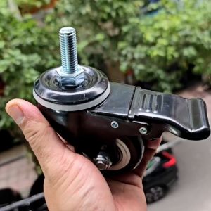 Bánh xe 2.5inch (63mm) nhựa PVC cọc vít M12 SOUNDMAX cho xe đẩy hàng tủ máy có bạc đạnkhóa cao cấp. Loại tốt