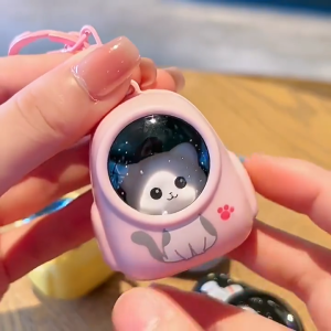 bersinar Lampu Gantungan Kunci Backpack Cat/keychain pink lucu/Hadiah untuk teman