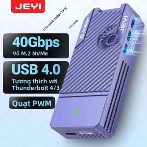 Vỏ Ổ Cứng M.2 NVMe JEYI 40Gbps Bằng Nhôm Với Quạt PWM Cổng USB 4.0 Type-C Tương Thích Với Thunderbolt 4/3 USB 3.2/3.1 Cho Ổ Cứng 4TB