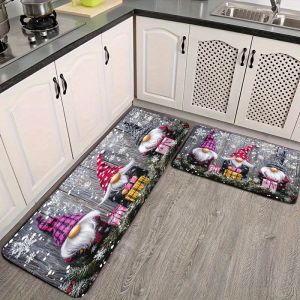 VIKAMA Christmas Carpet Kitchen Rug 3pc Carpet Soft Winter Carpet Doormat Welcome Mat Living Room Carpet Rug For Bedroom Home De