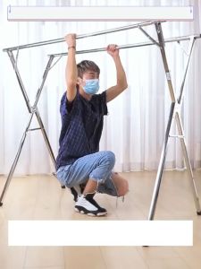 160cm-240cm Drying rack foldable clothes clothes rack indoor double-pole stainless steel balcony telescopic home outdoor drying installation-free thickened non-slip foot pads thickened large-area drying triangle support double load-bearing