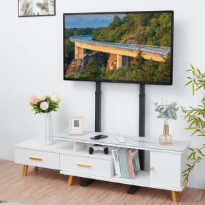 UNHO Heavy Duty Floor Standing TV Mount Bracket Height Adjustable for 32"-65"Load 40kg