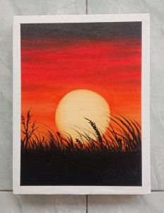 Lukisan Kanvas Canvas Hiasan Pajangan Dekorasi Dinding Pemandangan Ruang Tamu Kamar Rumah Minimalis Aesthetic Handmade Asli Hasil Tangan Motif Masjid Burung Ukuran 30x40 cm