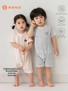 Wismorni | Cotton Thin No-Bone Striped Baby Onesie