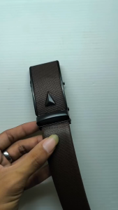 Sabuk Ikat Pinggang Black Brown Coffee Gesper Besi Rel Otomatis Kulit Premium Sintetis Mewah CHN8