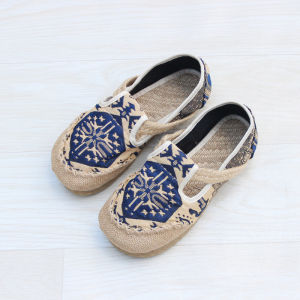 Handmade Grass Shoes Linen One-Step Casual Shoes for Men And Women Couple Ethnic Style Flat Heel round Toe Traditional Cloth Shoes