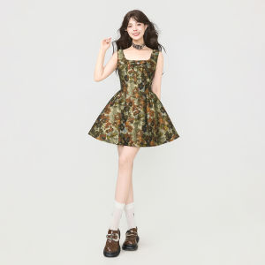 Keiko | French Style Floral Sleeveless U-Neck Mini Jacquard Dress