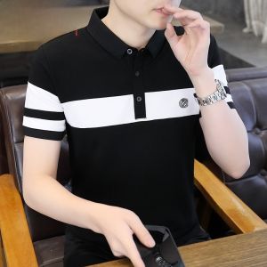 HENGYUANXIANG | Hengyuanxiang Mens Polo Shirt Pure Cotton Short Sleeve Striped Pattern Casual Fashion Summer New Arrival Polo Shirt