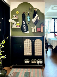 BEIQIVI | Real Wood Perforated Custom Shelf Over Shoe Cabinet