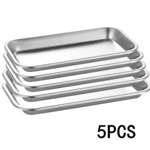 1/2pcs Stainless Steel Square Kitchen Tray Storage Tray Dental Medical Tool Nail Tattoo Dental Medical Device Supplies Tray Dish