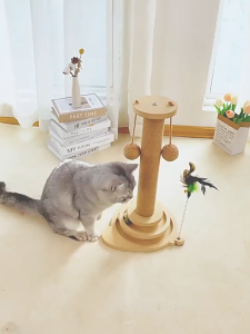 Natural Sisal Cat Scratch Post 4 in 1 Cat Tree With Track Balls Cat Toy