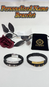 【Customized Bracelet With Name】Magnetic Leather Personalized Bracelet Men Accessories Birthday Gifts