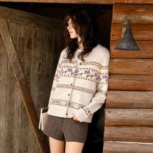 DUSHU | Retro Fair Isle Knit Cardigan