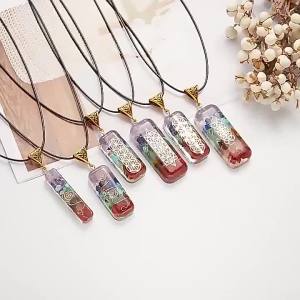 Retro Reiki Healing Energy Crystal Pendant Natural Stone for Yoga Meditation Spiritual 7 Chakra Jewelry Neckalce Amulet Orgonite