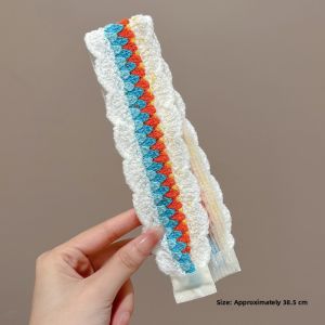 French Vintage Knitted Magic Tape Hairband Womens Side Bangs Hair Accessory Sweet Girl Adult Hair Sticker Fashionable Hairband