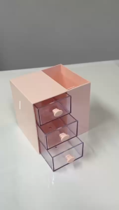 【PLAYFUL】 Pen Holder With Three Drawer Desktop Organizer Large Capacity Pencil Storage Box Desk Accessories School Office