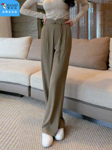 New Chinese Style Narrow Straight Leg Pants High Waist Drapey Loose Casual Wide Leg Suiting Womens Fashion Spring Summer