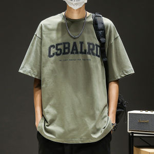 Short Sleeve Mens T-Shirt Summer Ice Silk Thin Letter Print Loose Fit round Neck Youth Fashion Casual Top for Teens