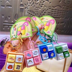 Creative Pig Good Luck Keychain Music Box Deer Stress Relief Four-Panel Key Holder Pendant Bag Decor Festive Gift Item