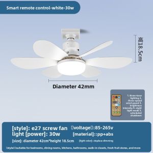 SAINAHEPAN | LED E27 Bulb Fan Light Remote Control 2025 New Edition Bedroom Living Room Kitchen Light