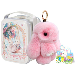 15cm Fluffy Rabbit Pompon Bunny Keychain For Women Bag Car Key Chain Cute Rabbit Key Ring On Bag Car Trinket Pendant Gift