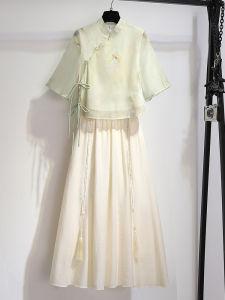 YEZATIIO | Elegant Chinese Zen New Style Hanfu Suit 2 Pieces