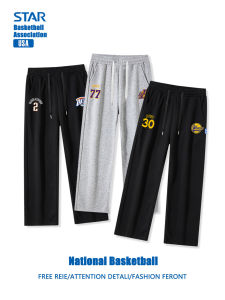 American Style Mens Basketball Sports Pants Fleece Lined Loose Straight Leg Autumn Long Trousers Sweatpants Casual Pants