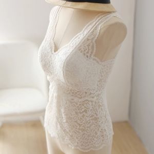 American Lace Camisole Womens Outer Wear Chest Pad Backless Bra One Piece Underwear Suit Inner Bottoming Top