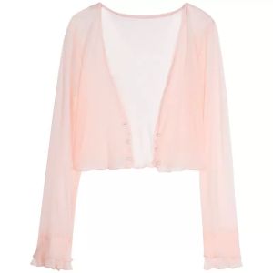 Áo Khoác Mỏng Xếp Ly Ánh Tuyết Cúc Ngọc Cực Xinh