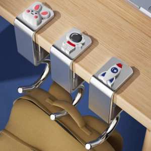 Adjustable Table Fixing Hooks Heavy Duty Stainless Steel Hooks No Drill Installation Storage Rack Desk Side Hanger