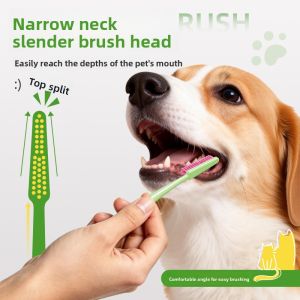 2Pcs/Set Soft Bristle Pet Toothbrush Narrow Neck Long Head for Cats Dogs Oral Care Anti Plaque Gum Protection Flexible Angle