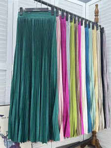 High Waist Long A-Line Pleated Skirt Fall New Style for Tall Women Elegant Draping Midi Skirt Polyester Fiber Non-Stretch