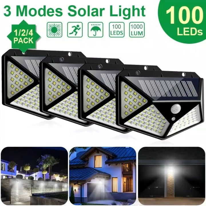 100 LED Solar Lights Outdoor Lighting Wireless Motion Sensor
