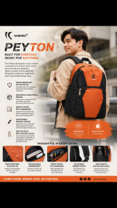 KAMARU PEYTON Tote Bag - Water Resistant Spacious Design Front Pocket Organizer Adjustable Padded Straps Side Pockets with Velcro Locks - Everyday Carry Travel Work