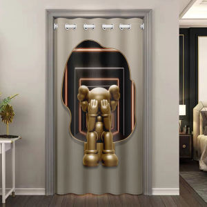 Modern Minimalist Violent Bear Door Curtain Home Use Bedroom Room Partition Air Conditioner Cold Air Blocking No Punching Required