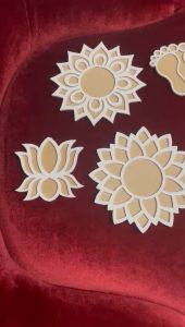 Reusable  Mini Rangoli Template Mat  with MDF Base/Rangoli Flowers Pulses/Traditional /single piece ( size 2-6 inch)