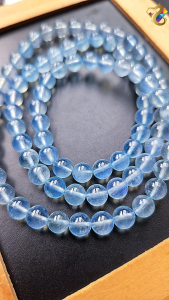 Collection Grade Baby Blue Fluorescence Aquamarine Single / 3 Rounds Bracelet