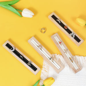 1 elegant high-grade white oak ring holder with French velvet lining 1-slot and 2-slot ring base jewelry display stand suitab