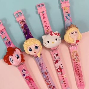 【Local Delivery】 New childrens projection watch flip cover Creative watch toys the best gift