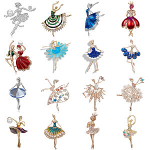 Fashion Rhinestone Enamel Gymnastics Ballet Dancer Brooch Pin